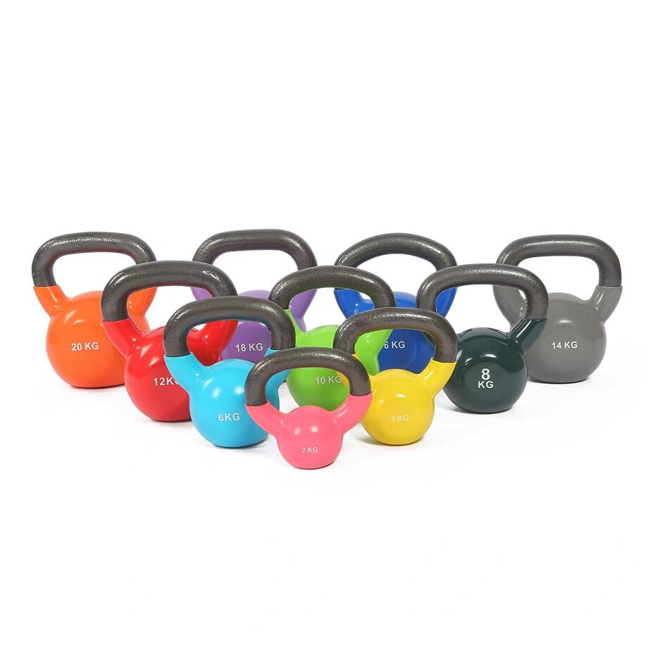 Multi-colored vinyl neoprene coated kettlebells set, cast iron core home gym strength training weights, Wholesale, factory direct supply