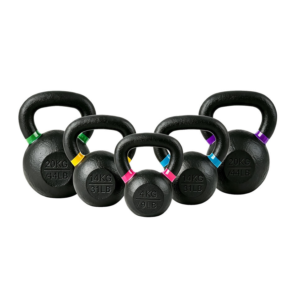wholesale, factory direct supply, cast iron, olor-coded weight marks 4kg-25kg commercial gym weights, color-coded handle heavy duty strength training kettlebell set