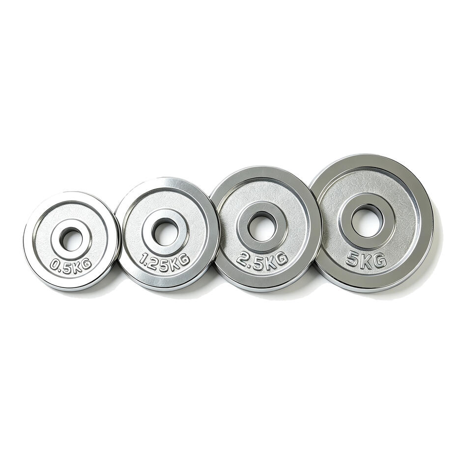Chromed Iron Plate, polished chrome, chrome plated double-grip cast iron weight plates set, wholesale, factory direct supply, home fitness equipment, solid cast iron standard barbell plates