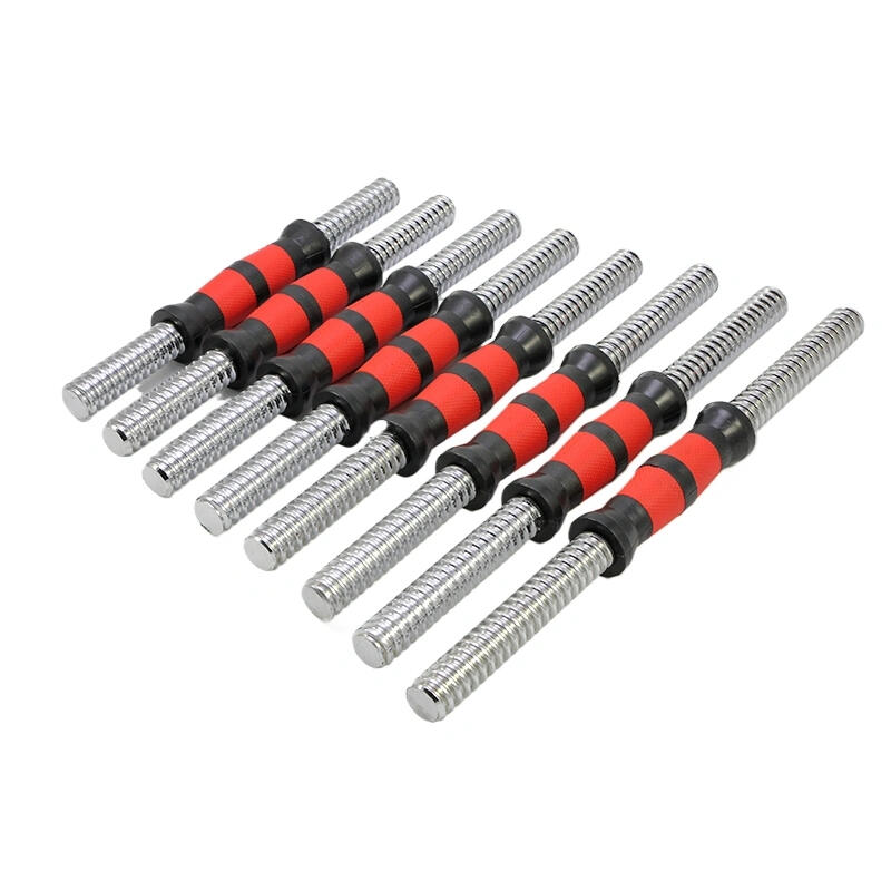 Red rubber dumbbell bars set, 30cm-44cm multi-size non-slip grip weight lifting bars for home gym strength training, Wholesale red rubber spinlock dumbbell bars, multi-size non-slip weight lifting fitness bars, factory direct supply