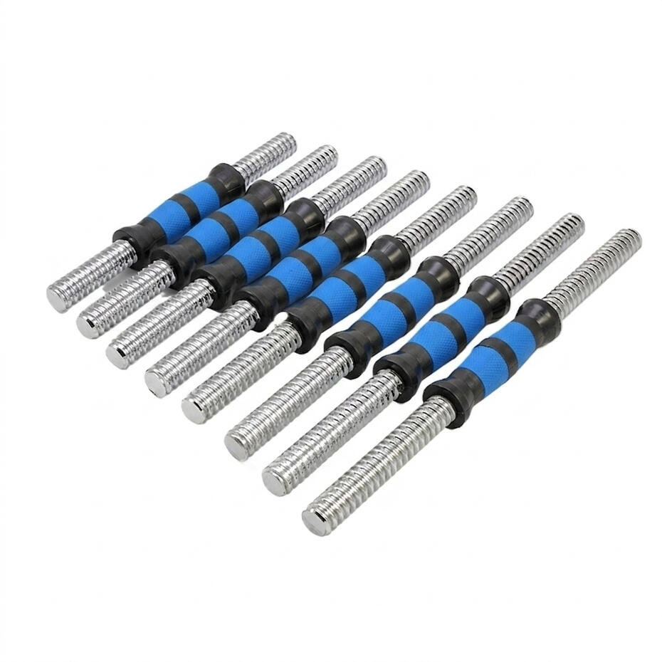 Blue rubber dumbbell bars set, 30cm-44cm multi-size non-slip grip weight lifting bars for home gym strength training, Wholesale blue rubber spinlock dumbbell bars, multi-size non-slip weight lifting fitness bars, factory direct supply