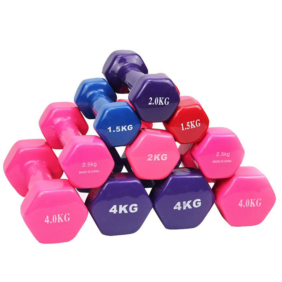 Colored hex vinyl dumbbells set, factory direct supply, Wholesale hex vinyl dumbbells