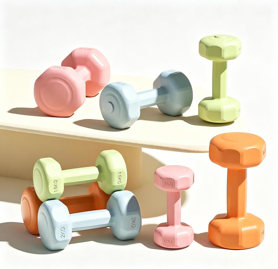 Colored eco-friendly cement dumbbells, multi-weight home gym fitness equipment