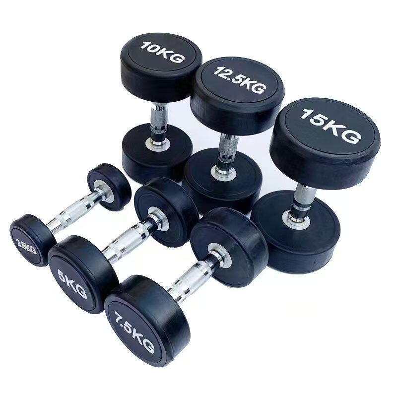 Round rubber coated dumbbells set, 2.5kg-50kg cast iron commercial gym weights, Wholesale, factory direct supply