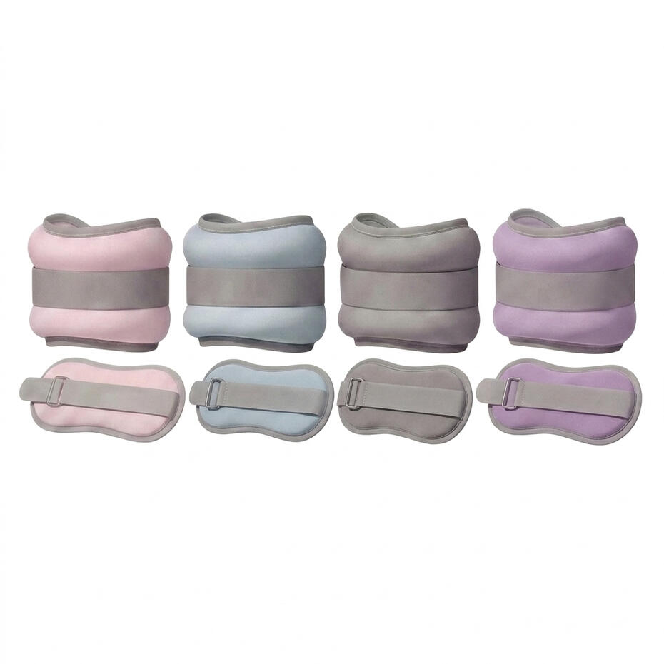 Multi-color soft neoprene adjustable ankle and wrist weight set with metal buckle straps for fitness and Pilates, manufactured by source factory. Wearable Ankle & Wrist Weights. Soft Neoprene Ankle Weights